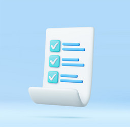 3d white paper task management todo check list vector image