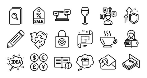 atm money sale coupon and search files line icons vector