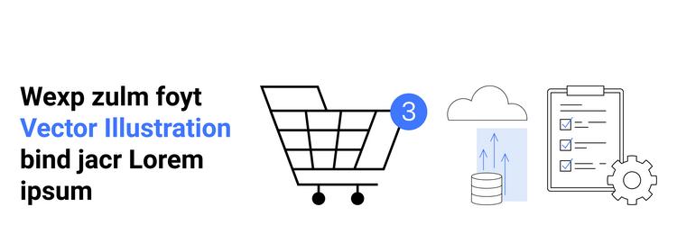e-commerce shopping cart cloud upload and task vector image