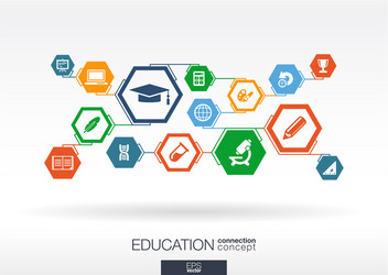 Education network hexagon abstract background vector