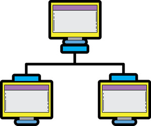 line color computer screen with technology global vector image