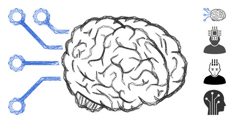 net brain computer interface mesh vector image