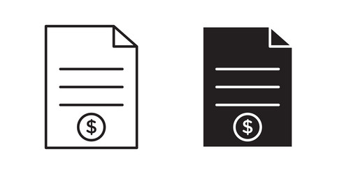 file invoice icon set in thin line for web vector image