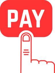 pay button with red thin line finger on white vector image