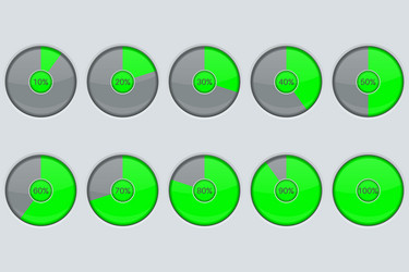 Progress indicator green round loading icon vector