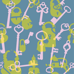 seamless pattern with padlocks and keys vector image