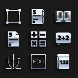 set calculator function mathematical symbol book vector image