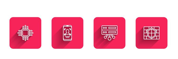set line processor with microcircuits cpu mobile vector image