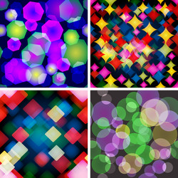 Set of 4 seamless patterns with boke effect vector