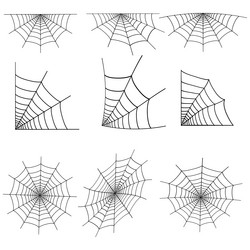 set of web spider cobweb isolated on white vector image