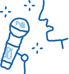 Singing Microphone Doodle Icon vector image