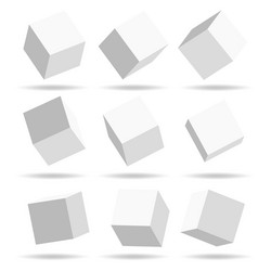 A set of cube icons with perspective 3d vector