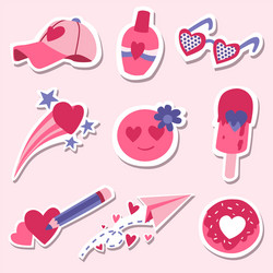 Pack love stickers valentines labels set vector