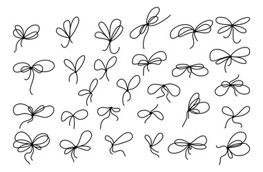ribbon bows set with simple line design vector image