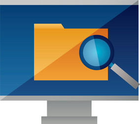 computer monitor folder analysis vector image