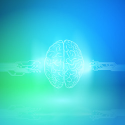 Digital brain on blue background artificial vector