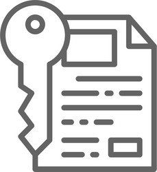 document with key certificate safe paper line vector image
