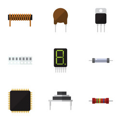 flat icon technology set of resistor cpu vector