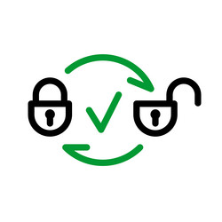 padlock lock unlock line icon with round arrows vector image
