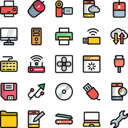 computer and hardware flat icons set vector