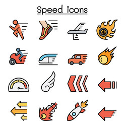 speed icon set in colorline style vector image