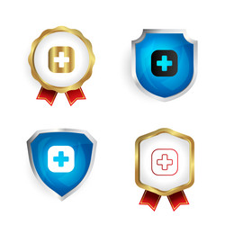 abstract add plus badge and label collection vector image