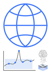 global network with data analysis and ai vector image