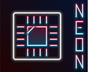 glowing neon line computer processor vector image