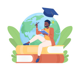 International student flat concept vector