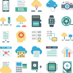 cloud computing and data storage color ico vector image