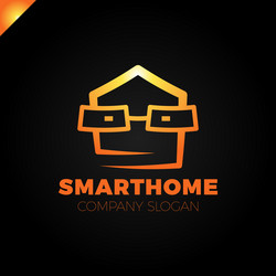 Smart home logo design template head with glass vector