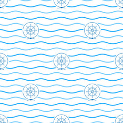 Blue ships wheel seamless pattern vector