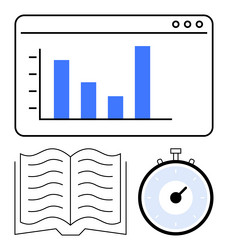 data analysis and time management with bar graph vector image