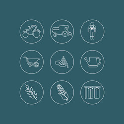 farming and agriculture line icons vector