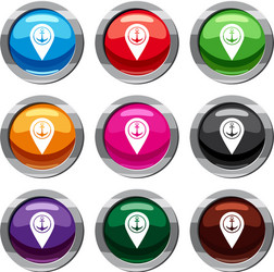 map pointer with symbol anchor and sea port set 9 vector image