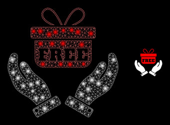 mesh net hands give gift with shiny wire vector image