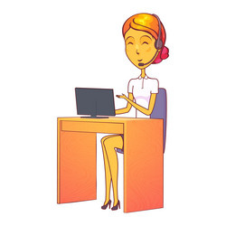 operator woman in call center icon vector