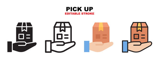 pick up icon set with different styles editable vector image