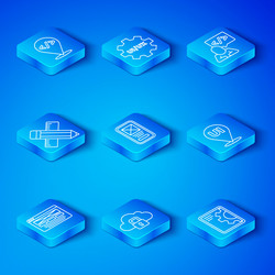 set line ui or ux design cloud computing lock vector image