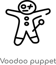 Outline voodoo puppet icon isolated black simple vector