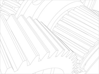 Wire-frame gears with shafts close-up vector