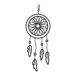 Dream catcher in doodle style hand drawing vector