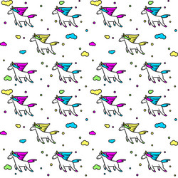 magic unicorns in clouds seamless pattern vector image
