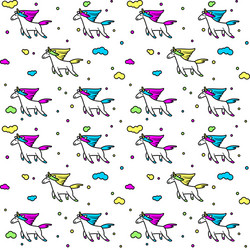 magic unicorns in clouds seamless pattern vector