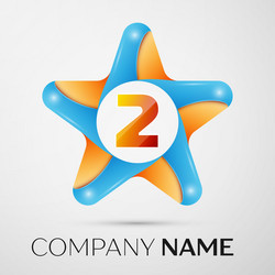 number two logo symbol in the colorful star vector