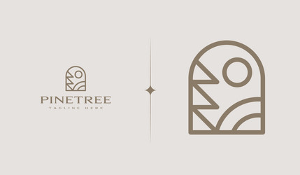Pine tree line art logo icon and symbol Royalty Free Vector