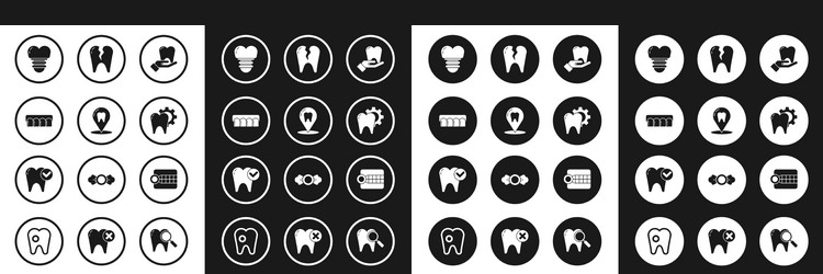 Set tooth dental clinic location dentures model vector