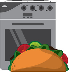 Oven and taco icon vector