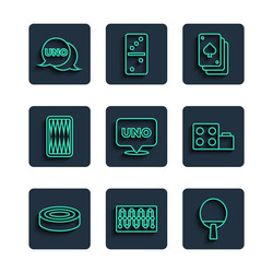 set line checker game chips board racket vector image