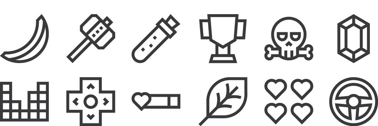 12 set linear video game elements icons thin vector image